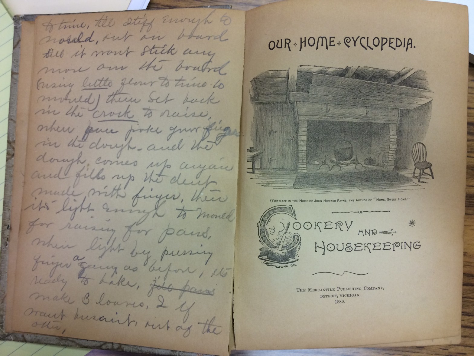 cookbook our home cyclopedia with handwritten notes on endpaper